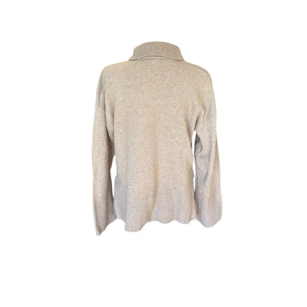 Banana Republic Wool Blend Turtleneck Sweater Boxy Oversized Beige Womens Small